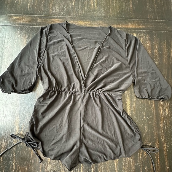 Black Romper Mesh Coverup. Size Small - Picture 3 of 9